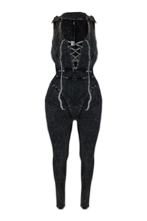 Nikita Mineral Washed Jumpsuit - Charcoal -EDGEbyKS